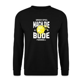 Toooooor! Bude...gelb - Unisex Pullover - Schwarz - Vorne - Alina (178cm) & Michal (187cm)