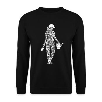 Jardinier, Jardinier amateur, Fleuriste, Jardin, Dames - Sweat-shirt Unisexe - noir - Devant - Alina (178cm) & Michal (187cm)