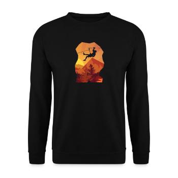 Hängender Kletterer - Unisex Pullover - Schwarz - Vorne - Alina (178cm) & Michal (187cm)