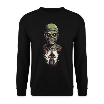 Zombie Biker Halloween & Motocross Motorcycle Design - Unisex Sweatshirt - black - Front - Alina (178cm) & Michal (187cm)