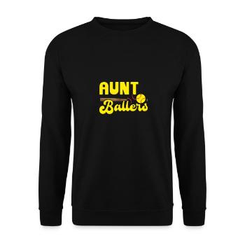 Aunt of Ballers - Unisex Pullover - Schwarz - Vorne - Alina (178cm) & Michal (187cm)