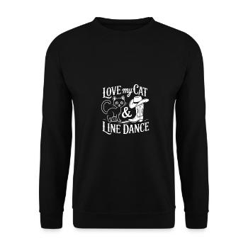 Ich liebe meine Katzen und Line Dance - Unisex Pullover - Schwarz - Vorne - Alina (178cm) & Michal (187cm)