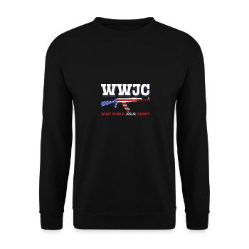 What Would Jesus Carry - Unisex Pullover - Schwarz - Vorne - Alina (178cm) & Michal (187cm)
