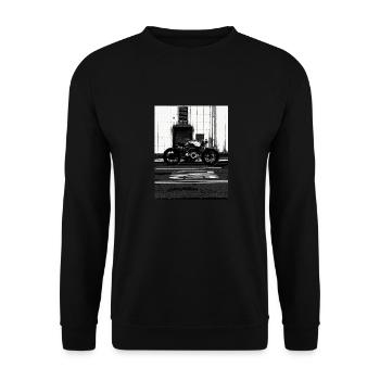 Urban Black and White Motorcycle Photo - Unisex Sweatshirt - black - Front - Alina (178cm) & Michal (187cm)