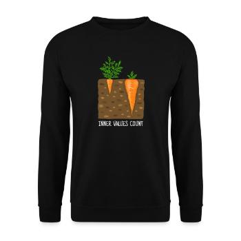 Karotte, Karotten, Möhre, innere Werte, Vergleich - Unisex Pullover - Schwarz - Vorne - Alina (178cm) & Michal (187cm)