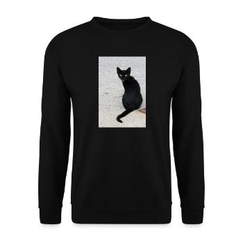 Chat noir - Sweat-shirt Unisexe - noir - Devant - Alina (178cm) & Michal (187cm)