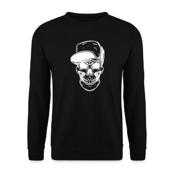 Graffiti Skull with Baseball Cap - Unisex Sweatshirt - black - Front - Alina (178cm) & Michal (187cm)
