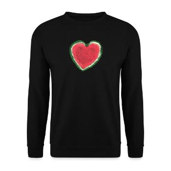 Melone, Wassermelone, Aquarell, Herz - Unisex Pullover - Schwarz - Vorne - Alina (178cm) & Michal (187cm)