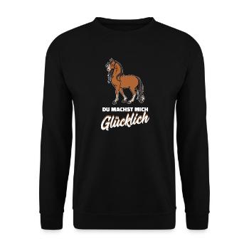 Islandpferde Statement Pferdeliebe Pferdenarr - Unisex Pullover - Schwarz - Vorne - Alina (178cm) & Michal (187cm)