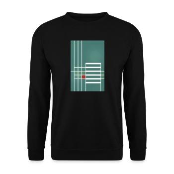 graphic line pattern in Bauhaus style - Unisex Sweatshirt - black - Front - Alina (178cm) & Michal (187cm)