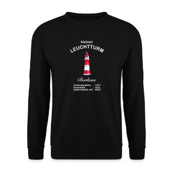 Insel Borkum, Wahrzeichen Kleiner Leuchtturm - Unisex Pullover - Schwarz - Vorne - Alina (178cm) & Michal (187cm)