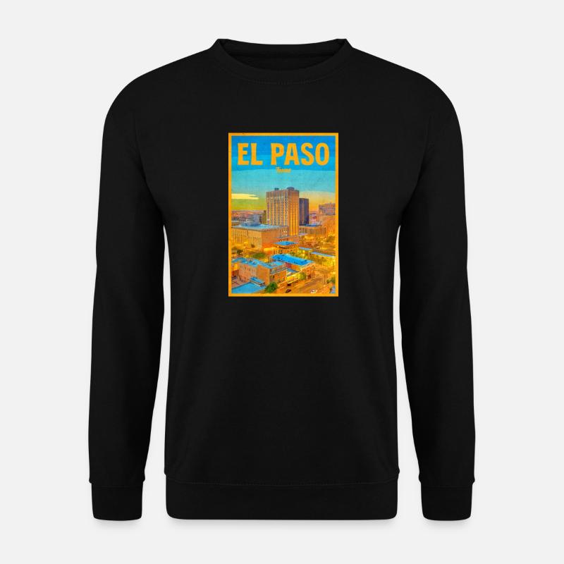 El Paso Skyline Retro - Unisex Pullover - Schwarz