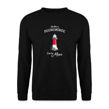 Leuchtturm Peenemünde, Deutsche Ostsee - Unisex Pullover - Schwarz - Vorne - Alina (178cm) & Michal (187cm)