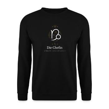 Steinbock Chefin Stil Grafik - Unisex Pullover - Schwarz - Vorne - Alina (178cm) & Michal (187cm)