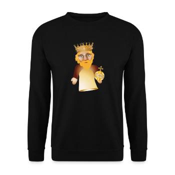Der König mit Krone als Puppen Theater Figur - Unisex Pullover - Schwarz - Vorne - Alina (178cm) & Michal (187cm)