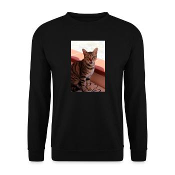 Katze  - Unisex Pullover - Schwarz - Vorne - Alina (178cm) & Michal (187cm)