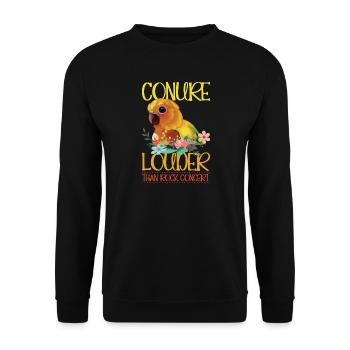 Parakeet louder than rock concert parrot design - Unisex Sweatshirt - black - Front - Alina (178cm) & Michal (187cm)