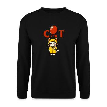 Rotes Ballon-Kätzchen - Unisex Pullover - Schwarz - Vorne - Alina (178cm) & Michal (187cm)