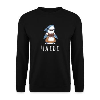 Haidi Heidi Heidelinde Name Hai Wortspiel - Unisex Pullover - Schwarz - Vorne - Alina (178cm) & Michal (187cm)