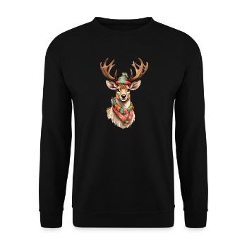 Renne à Noël - Noël, Noël - Sweat-shirt Unisexe - noir - Devant - Alina (178cm) & Michal (187cm)
