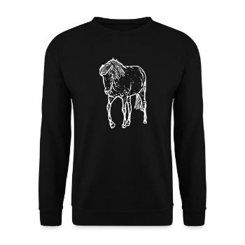 weißes Pferd weiß Pferde T-shirt Geschenk Reiter  - Unisex Pullover - Schwarz - Vorne - Alina (178cm) & Michal (187cm)