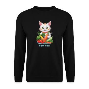 Bio Katze - Unisex Pullover - Schwarz - Vorne - Alina (178cm) & Michal (187cm)