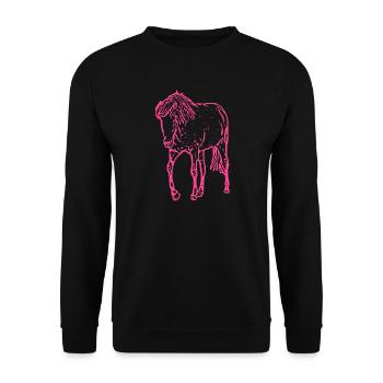 Pferd rosa pink - Unisex Pullover - Schwarz - Vorne - Alina (178cm) & Michal (187cm)