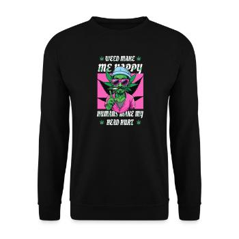 L’herbe me rend heureux... - Sweat-shirt Unisexe - noir - Devant - Alina (178cm) & Michal (187cm)
