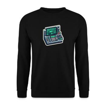 Retro Computer Console Neon - Unisex Pullover - Schwarz - Vorne - Alina (178cm) & Michal (187cm)