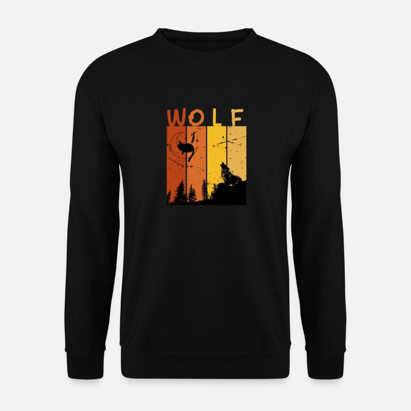 Retro-Wolf - Unisex Pullover - Schwarz