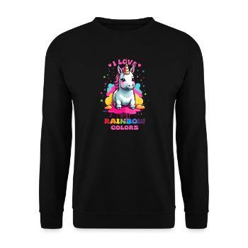 Cute Unicorn - Unisex Sweatshirt - black - Front - Alina (178cm) & Michal (187cm)