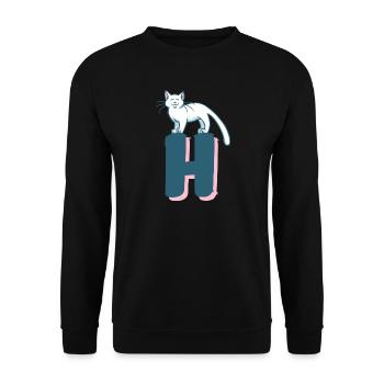 Lettre H du chat - Sweat-shirt Unisexe - noir - Devant - Alina (178cm) & Michal (187cm)