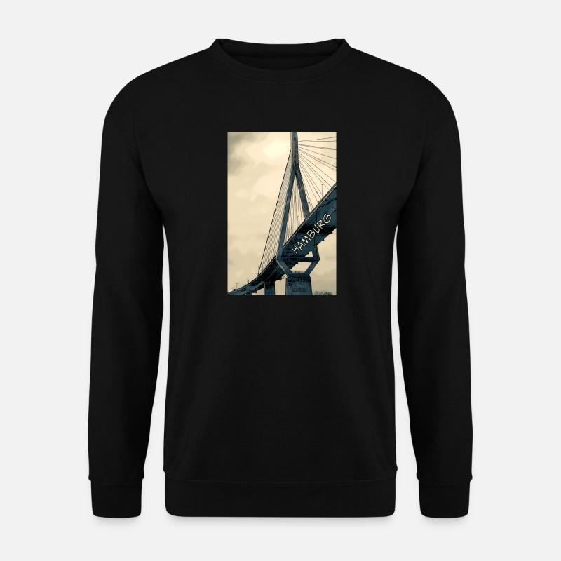 Hamburg Bridges Skyline Illustration - Unisex Sweatshirt - black