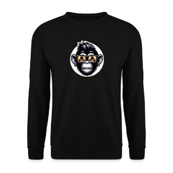 Affe Brille Palmen - Unisex Pullover - Schwarz - Vorne - Alina (178cm) & Michal (187cm)
