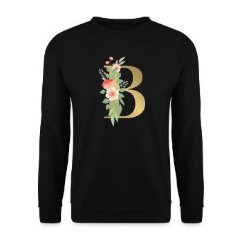 Elegant letter 'B' with flowers - Unisex Sweatshirt - black - Front - Alina (178cm) & Michal (187cm)