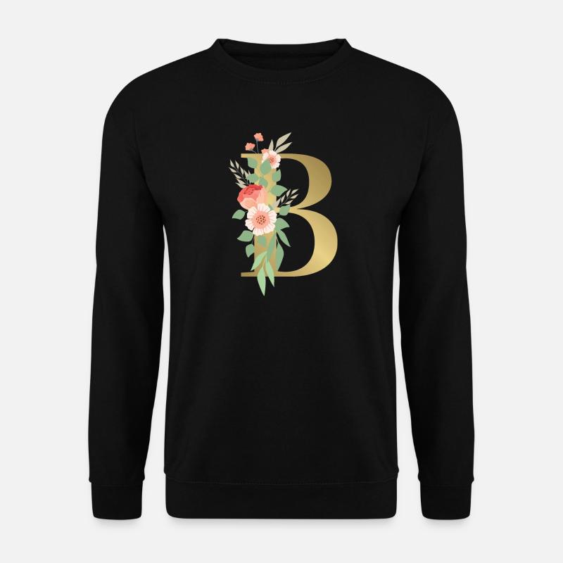 Eleganter Buchstabe 'B' mit Blumen - Unisex Pullover - Schwarz