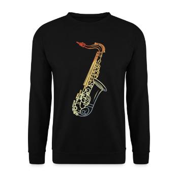 Saxophon Line Art Retro - Unisex Pullover - Schwarz - Vorne - Alina (178cm) & Michal (187cm)