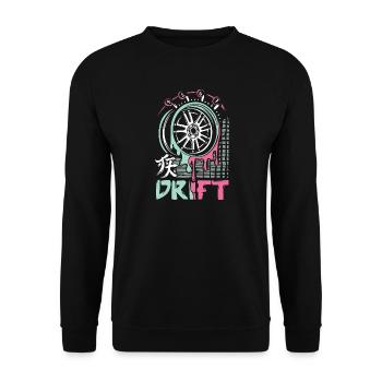 JDM Drift Felge – Japanische Auto Tuning Kunst - Unisex Pullover - Schwarz - Vorne - Alina (178cm) & Michal (187cm)