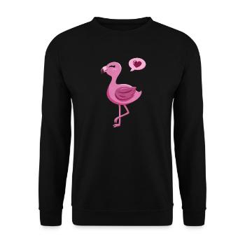 Cute flamingo with heart - Unisex Sweatshirt - black - Front - Alina (178cm) & Michal (187cm)