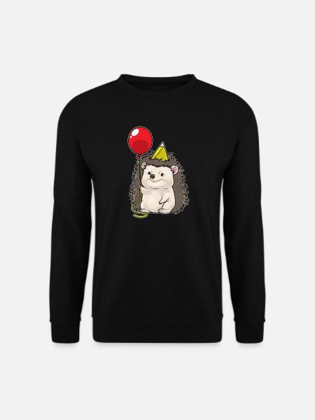 Hedgehog Birthday Balloon - Unisex Sweatshirt - black