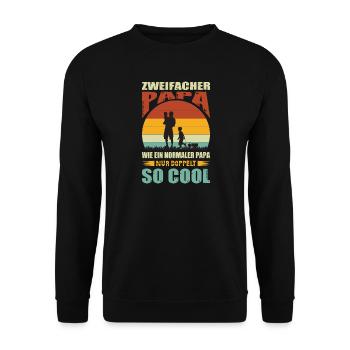 Bester Papa Der Welt Geschenke Weihnachten - Unisex Pullover - Schwarz - Vorne - Alina (178cm) & Michal (187cm)