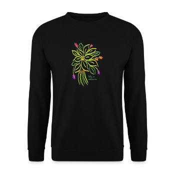 Lebendige florale Illustration - Unisex Pullover - Schwarz - Vorne - Alina (178cm) & Michal (187cm)