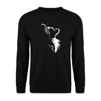 Papillon Silhouette Dog Portrait Wilsigns - Unisex Sweatshirt - black - Front - Alina (178cm) & Michal (187cm)