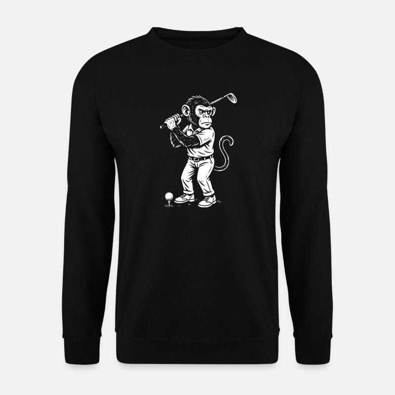 Schimpanse spielt Golf Geschenk - Unisex Pullover - Schwarz