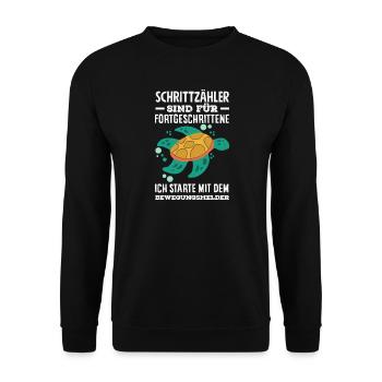 Pedometer? I use the motion detector - Unisex Sweatshirt - black - Front - Alina (178cm) & Michal (187cm)