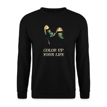 Baskets colorées au style rétro - Sweat-shirt Unisexe - noir - Devant - Alina (178cm) & Michal (187cm)