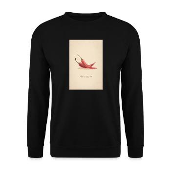 Chili Chill Motiv - Unisex Pullover - Schwarz - Vorne - Alina (178cm) & Michal (187cm)