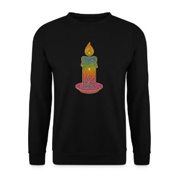 Regenbogen Kerzenflamme Glitzerdesign - Unisex Pullover - Schwarz - Vorne - Alina (178cm) & Michal (187cm)
