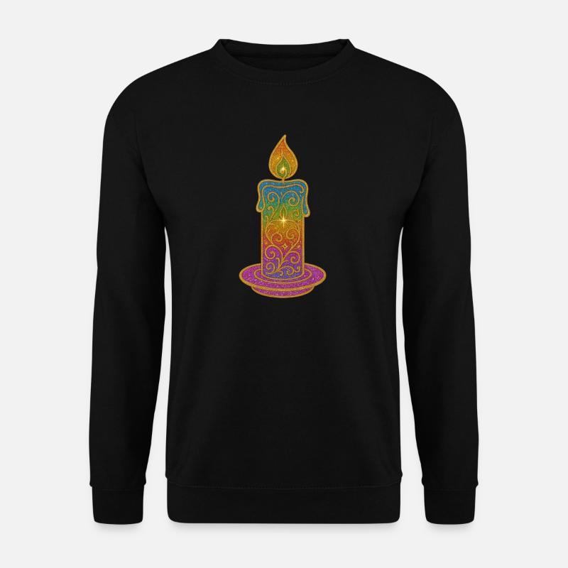 Rainbow Candle Flame Glitter Design - Unisex Sweatshirt - black