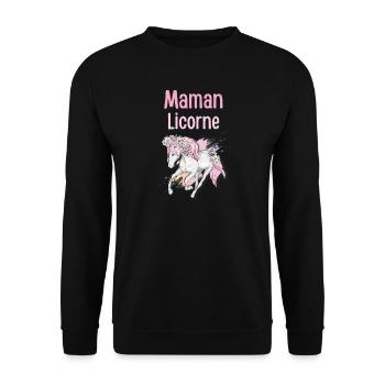 Pastel Floral Unicorn Mom - Unisex Sweatshirt - black - Front - Alina (178cm) & Michal (187cm)